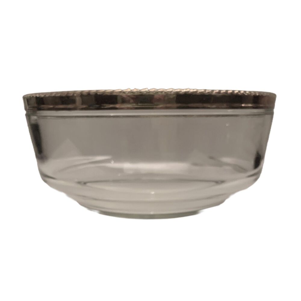 Clear Glass Bowl with Silver Rim - Elegant Dinnerware